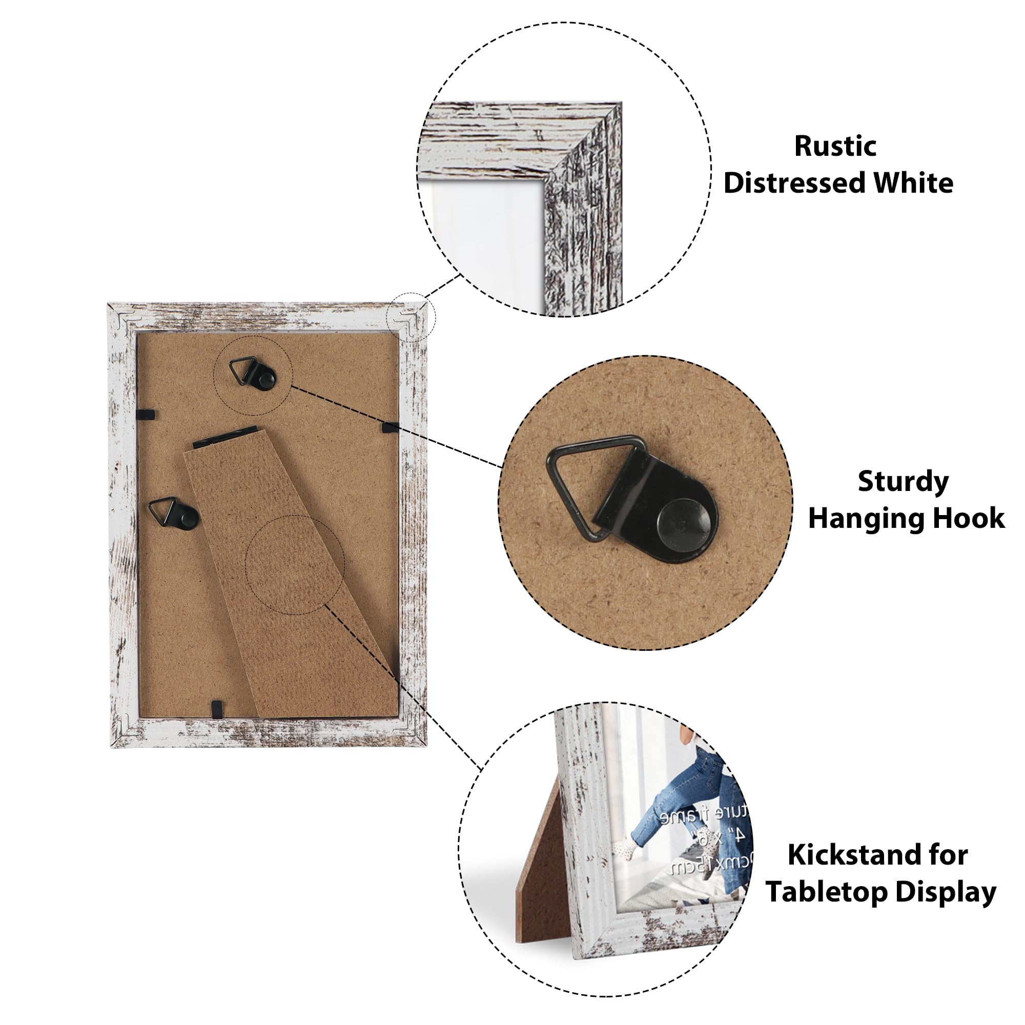 Edenseelake 4x6 Picture Frame Set of 15, Distressed White Farmhouse Wood Photo Frame 4 by 6 for Wall or Tabletop Display